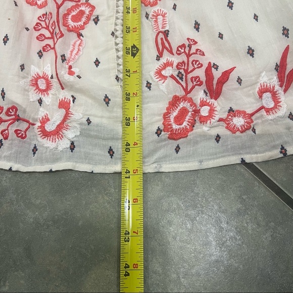 Women’s 100% Cotton Cream Embroidered Floral PTP 22” Midi Dress Boho Peasant EUC - Picture 10 of 10